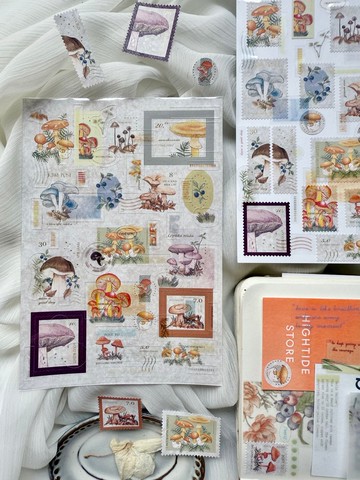 蕈菇郵物 割型貼紙組合-B 郵票貼紙