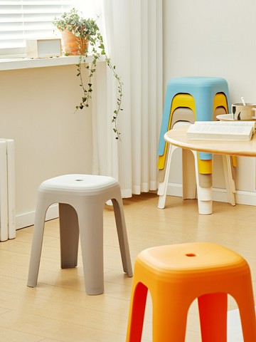 可疊放凳子 北歐塑料加厚家用可疊放凳子大人板凳圓凳商用椅子備用餐桌凳高凳