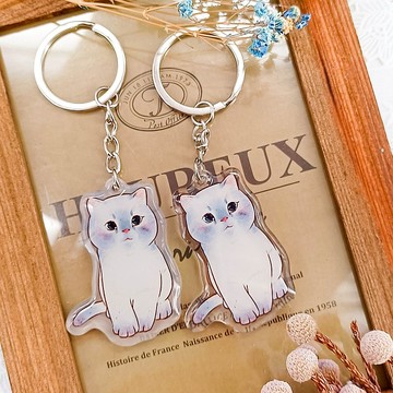 034灰臉貓 Grey face cat/晶透吊飾 stationery charm