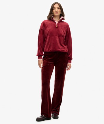Superdry Women's Country Club Velour Joggers Red Size: 4