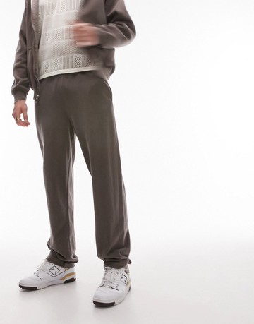 Topman vintage wash straight jogger in brown