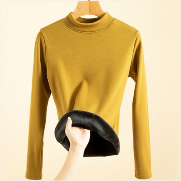 爆款🌟臺灣出貨🌟秋冬季雙面打底2025秋冬保暖加絨修身長袖純色新款上衣加厚內搭