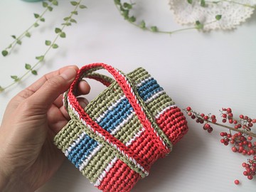 迷你茄芷袋台灣LV包悠遊卡夾袋零錢包名片夾收納純手工勾針編織