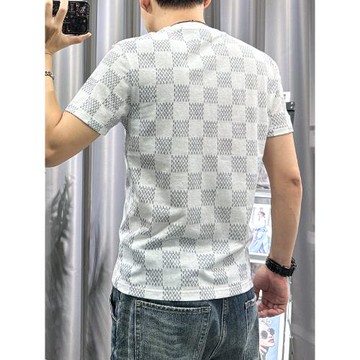 滿花短袖t恤男亞麻棉薄款夏季涼感透氣薄款麻料男士修身體恤半袖