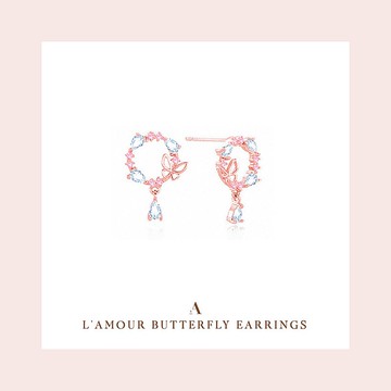 Aloha 蝴蝶花圈水滴耳環