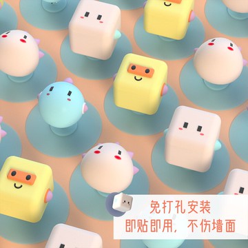 立體萌寵掛鉤創意打孔無痕膠條粘鉤多功能免塑膠收納鉤玄關衣帽鉤