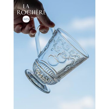茶杯帶把法國進口La Rochere家用杯子浮雕復古耐熱馬克杯女玻璃杯
