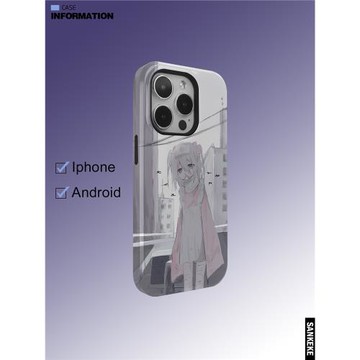 三殼殼原創卡通護士喪女可愛韓國涂層菲林二合一手機保護殼適用于蘋果16promax/plus/15/14/13/12/IMD手機殼