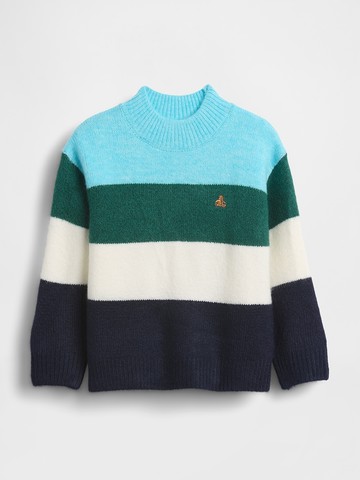 男幼童裝 小熊刺繡圓領長袖針織衫-藍色