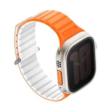 UNIQ Revix EVO 雙色矽膠磁吸錶帶  Apple Watch 42/44/45/49mm  橘白色  1個