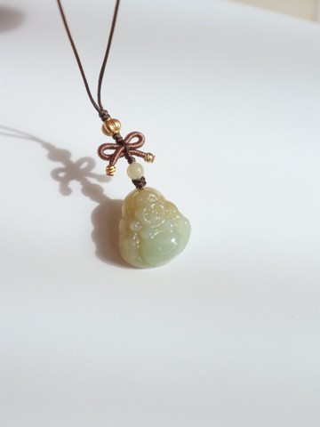 天然糖料和田玉佛公手機掛包掛 脂粉細膩 平安喜樂 闢邪保平安