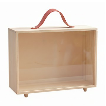 小麥購物 公仔模型手提木製展示盒 大 L2471  1個  27.5 x 19.5 x 10cm