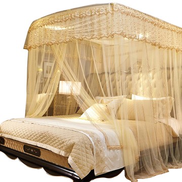 南極人釣魚竿伸縮蚊帳家用2021新款三開門加厚加密支架宮廷落地式