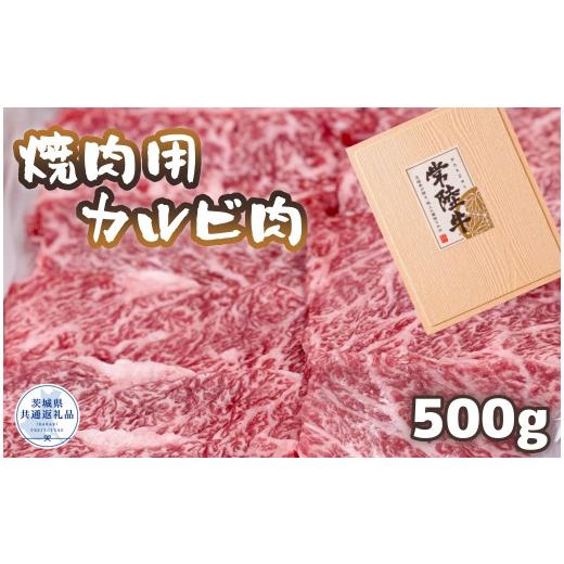 ふるさと納税 茨城県 利根町 常陸牛 厳選!焼肉用カルビ肉 500g（茨城県共通返礼品）