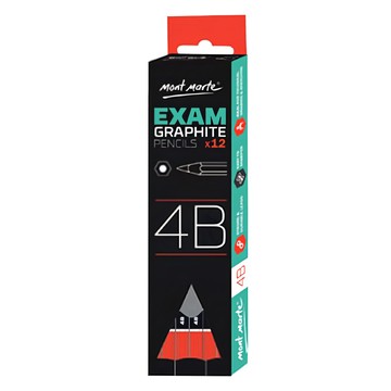 Mont Marte 蒙瑪特 Exam 石墨鉛筆 4B 12支裝 木質筆桿 澳洲品牌 好握好寫 六角造型設計  1盒