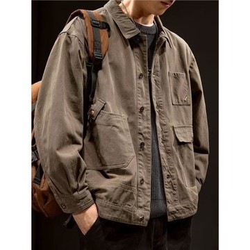 美式獵裝夾克男款春秋新款潮牌復古工裝上衣休閑純棉男士牛仔外套