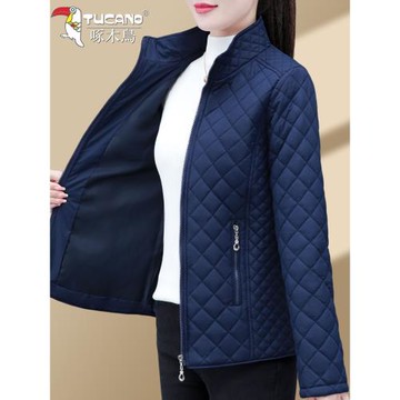 啄木鳥夾棉棉衣女2025秋冬季中年媽媽輕薄新款立領外套小棉襖棉服