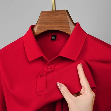 【新款熱賣】polo衫男短袖凈版保羅衫夏季男士珠地翻領t恤紅色商務版休閑上衣T