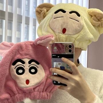 免運 幹髮帽 卡通干發帽女INS柔軟可愛蠟筆小新套頭包頭巾新款吸水不掉毛家用