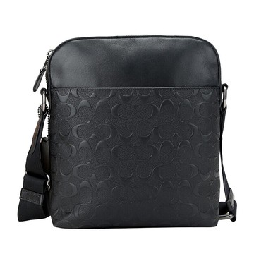 COACH男士黑色皮革單肩斜跨包 斜背包F73338QB/BK   ~【 購物節優惠 ★ 菲尼斯 國際精品 3折起 】