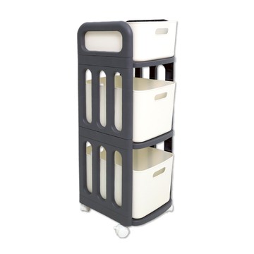 ONE HOUSE 日出附輪移動收納架 OH-R200A  灰白泥  3層