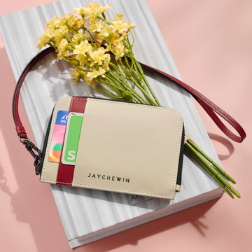 錢包短夾 錢包 Flat Wallet 薄皮夾 / Cream & Dark Red