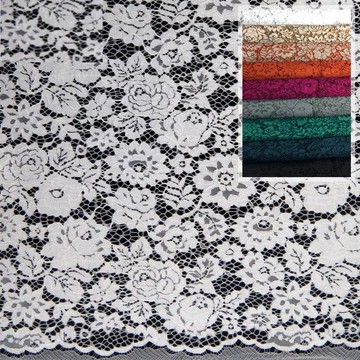 蕾絲布料大塊刺繡花服裝鏤空面料布頭清倉黑色花邊裙邊寬布料加厚