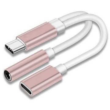 月陽 鋁合金一分二TYPEC轉3.5mm通話耳機加6A快充音頻轉接器轉接線轉接頭