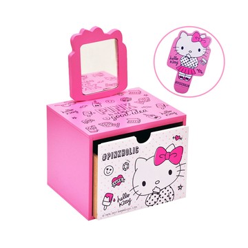 Hello Kitty 凱蒂貓造型手拿鏡 美妝收納 飾品收納 文具收納 桌上收納盒(正版授權台灣製)