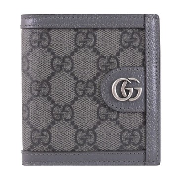 GUCCI 732016 Ophidia GG Supreme 印花對開六卡短夾.深灰