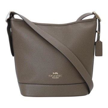 COACH-金馬車荔枝紋皮革斜背水桶包(可可褐)大款