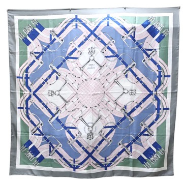 HERMES 愛馬仕 灰色 絲綢 Scarf 140 絲巾 【二手名牌BRAND OFF】