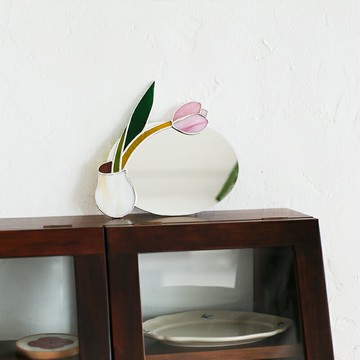 那兒nar 郁金香鏡子桌面鏡梳妝鏡墻面裝飾擺件簡約大氣原創手工