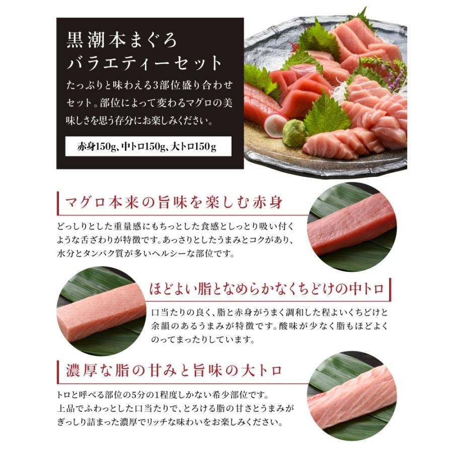 黒潮本まぐろバラエティーセット（大トロ・中トロ・赤身各150g）