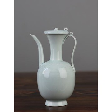 復古宋湖田影青雕嬰戲紋點茶帶蓋小手執壺斗茶比賽培訓陶瓷壺湯瓶