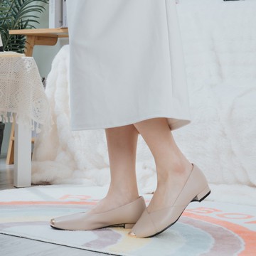 【氣質優雅】MIT氣質淑女鞋。真皮。柔粉米7511