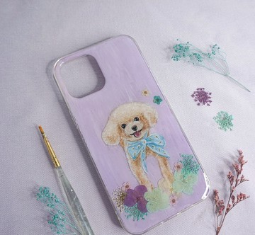 客製化手繪寵物押花手機殼 | 狗狗 貴婦犬