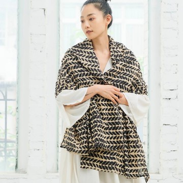 印度蓋染披巾 / 巴里紗 墨葉藤