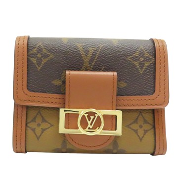 LOUIS VUITTON LV 路易威登 原花 Reverse 帆布 Dauphine 扣式短夾 M68725 【二手名牌BRAND OFF】