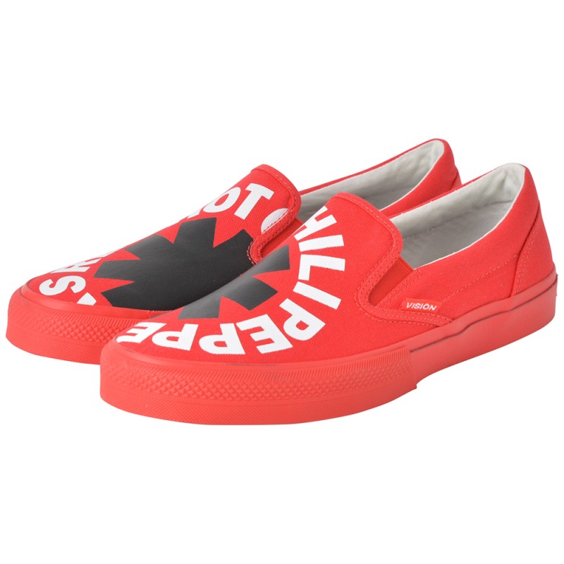 RED HOT CHILI PEPPERS レッチリ - CANVAS SLIP-ON RHCP Red / VISION