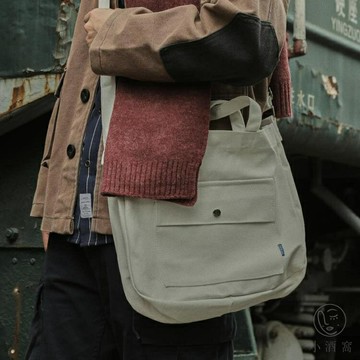 側背包簡約白色斜挎包單肩包男復古帆布差包側背學生包 雙11全館免運