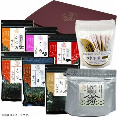 風雅　のりたっぷり　ふりかけ６袋＆のり佃煮１袋(スティック15袋入)＆のりとろふりかけ　Ｌギフト箱　”ふりかけを６種類からお選び下さい”【送料込み価格】