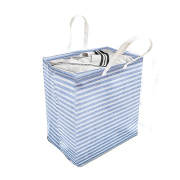 JOSIC 韓系棉麻可提收納籃 40L 藍色 可折疊收納箱  1個  38 x 26 x 40cm