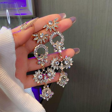 歐美誇張滿鑚流蘇耳環2024年新款潮氣質高級感大氣長款耳墜耳飾女 雙11全館免運