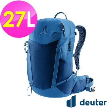 【deuter 德國】FUTURA透氣網架背包/健行包27L(3400326藍/三面式透氣彈性網架/正常版型)