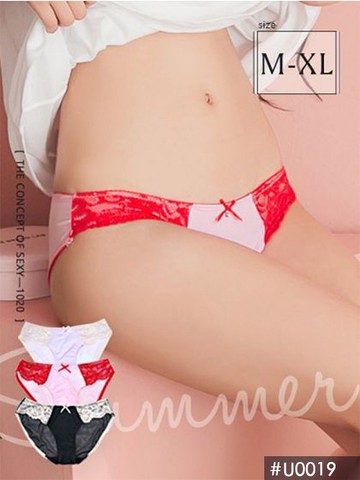 U0019 蕾絲撞色低腰內褲單件 10色