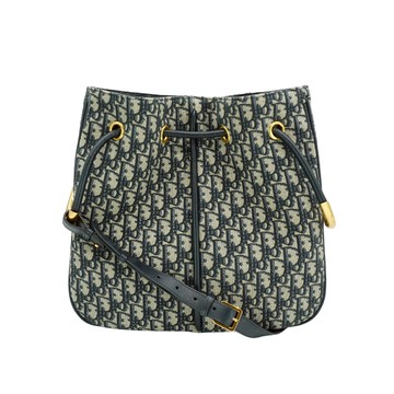 Dior Nolita 展示品 緹花布金屬手提斜背水桶包(藍)