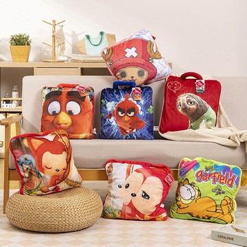 授權瘋狂動物城空調被卡通阿貍抱枕加菲貓可愛小鳥空調毯