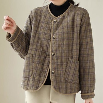 【LANNI 藍尼】★文青寬鬆亞麻棉外套(短版外套/復古/保暖/文藝)