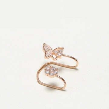 玫瑰金純銀耳環鑲鑽耳飾(單只)-創意蝴蝶造型生日情人節禮物女飾品73dy66【獨家進口】【米蘭精品】